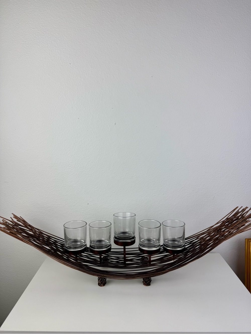 Boat Shaped 5 Votive Candle Holder Centerpiece